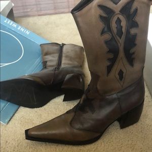 Nine West cowboy boots leather NWT sz 8 1/2